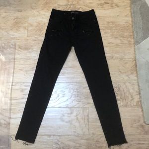 Zara Black Jeans Frayed Bottom